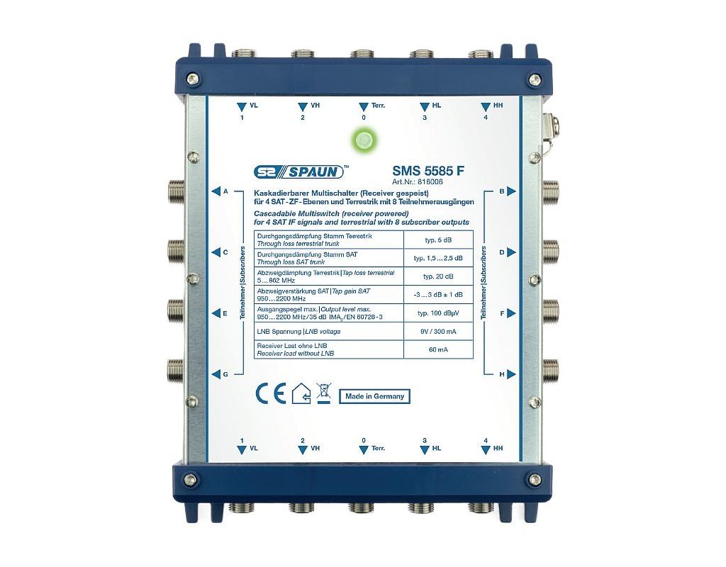 Spaun SMS 5585 F Sat Multischalter ohne Netzteil kaskadierbar 1 Spaun SMS 5585 F Sat Multischalter ohne Netzteil kaskadierbar