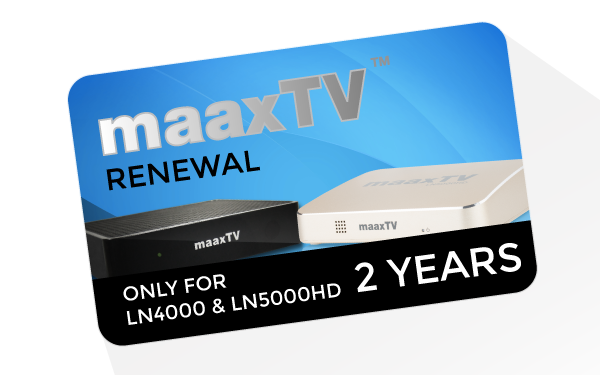 MaaxTV Verlängerung für MaaxTV LN4000 / LN5000HD / LN6000N - Arabic - Laufzeit 2 Jahre 1 MaaxTV Verlängerung für MaaxTV LN4000 / LN5000HD / LN6000N - Arabic - Laufzeit 2 Jahre