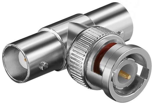 BNC-Stecker auf 2 x BNC-Kupplung T-Adapter mit Goldkontakten 1 BNC-Stecker auf 2 x BNC-Kupplung T-Adapter mit Goldkontakten