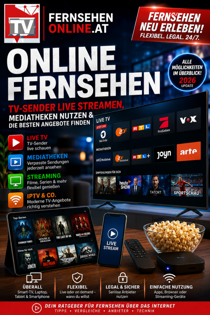 Online Fernsehen: TV-Sender live streamen, Mediatheken nutzen und Streaming-Angebote richtig einordnen 3 Online Fernsehen 2026: TV-Sender live streamen, Mediatheken nutzen und Streaming-Angebote richtig einordnen